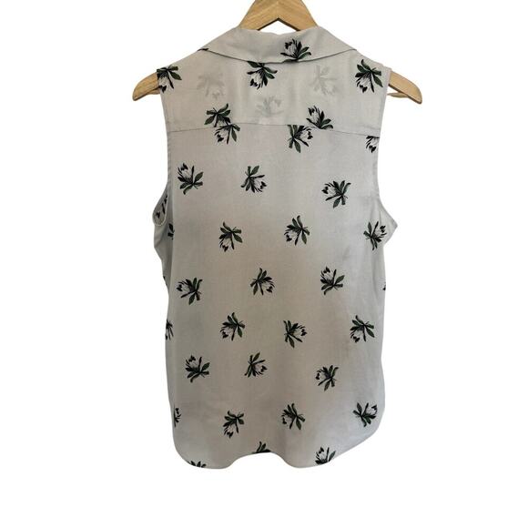Ann Taylor Floral Gray Blue Green Sleeveless Blouse Women's Size Large Petite - Picture 2 of 5